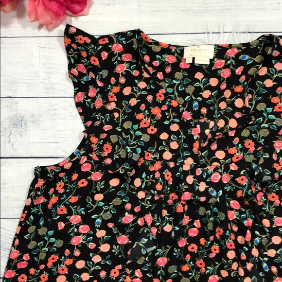 Kate Spade Floral Ruffle Babydoll Blouse - Picture 2 of 8